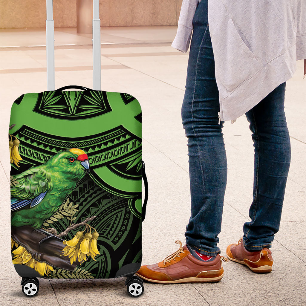 New Zealand Parakeet Bird Luggage Cover Maori Kakariki Kowhai Maori Pattern LT22 Green - Polynesian Pride