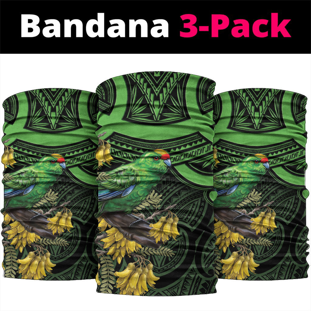 New Zealand Parakeet Bird Neck Gaiter Maori Kakariki Kowhai Maori Pattern LT22 package One Size: 25*50cm Green - Polynesian Pride
