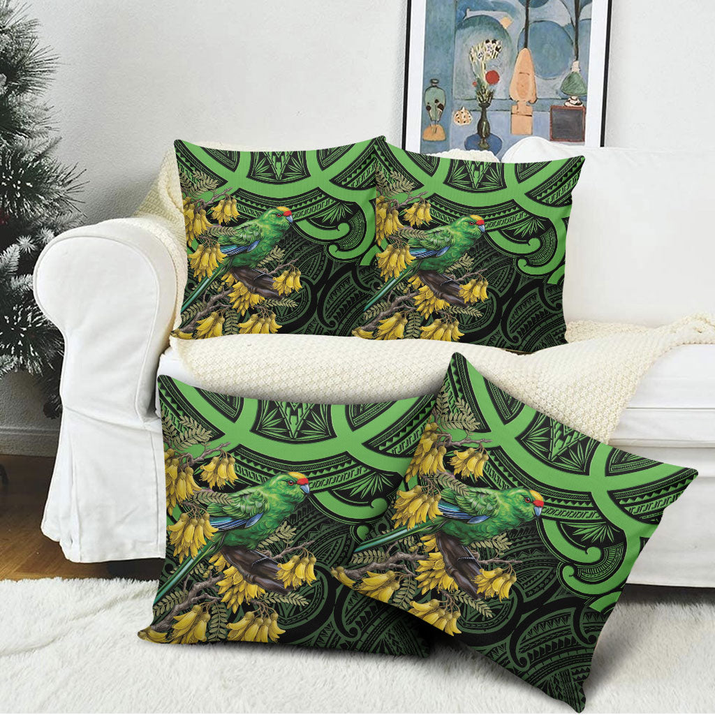 New Zealand Parakeet Bird Pillow Cover Maori Kakariki Kowhai Maori Pattern