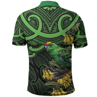 New Zealand Parakeet Bird Polo Shirt Maori Kakariki Kowhai Maori Pattern