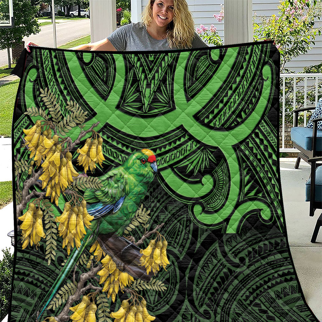 New Zealand Parakeet Bird Quilt Maori Kakariki Kowhai Maori Pattern LT22 Green - Polynesian Pride