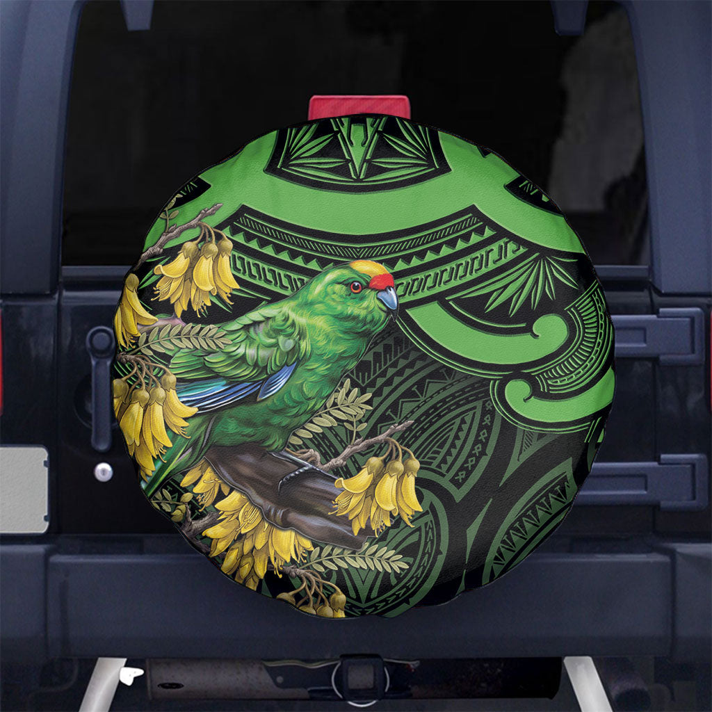 New Zealand Parakeet Bird Spare Tire Cover Maori Kakariki Kowhai Maori Pattern LT22 No hole Green - Polynesian Pride