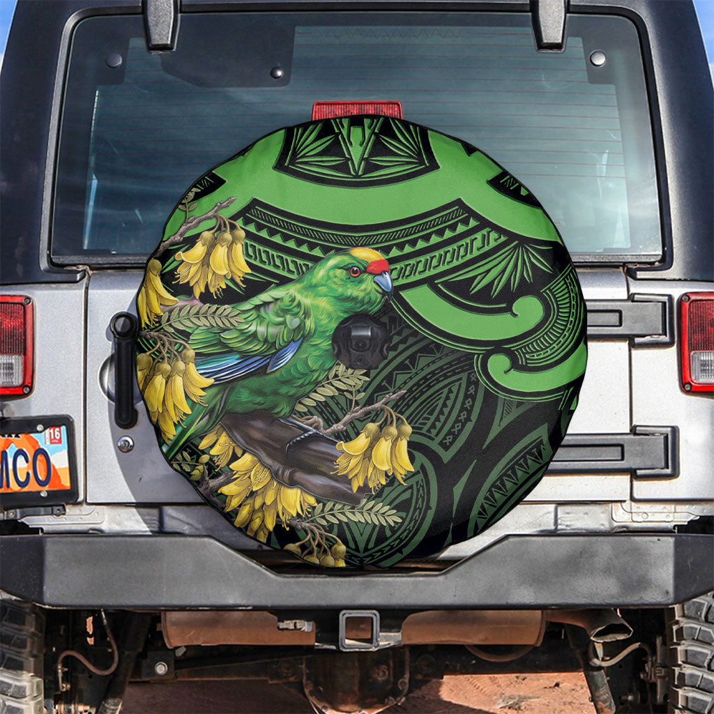 New Zealand Parakeet Bird Spare Tire Cover Maori Kakariki Kowhai Maori Pattern
