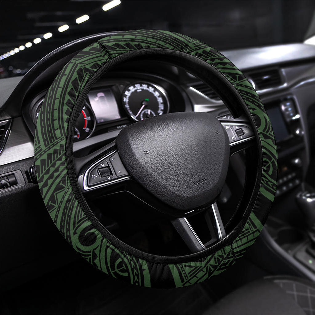 New Zealand Parakeet Bird Steering Wheel Cover Maori Kakariki Kowhai Maori Pattern LT22 Universal Fit Green - Polynesian Pride