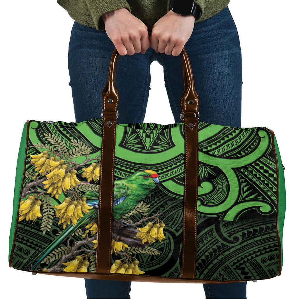 New Zealand Parakeet Bird Travel Bag Maori Kakariki Kowhai Maori Pattern LT22 Green - Polynesian Pride