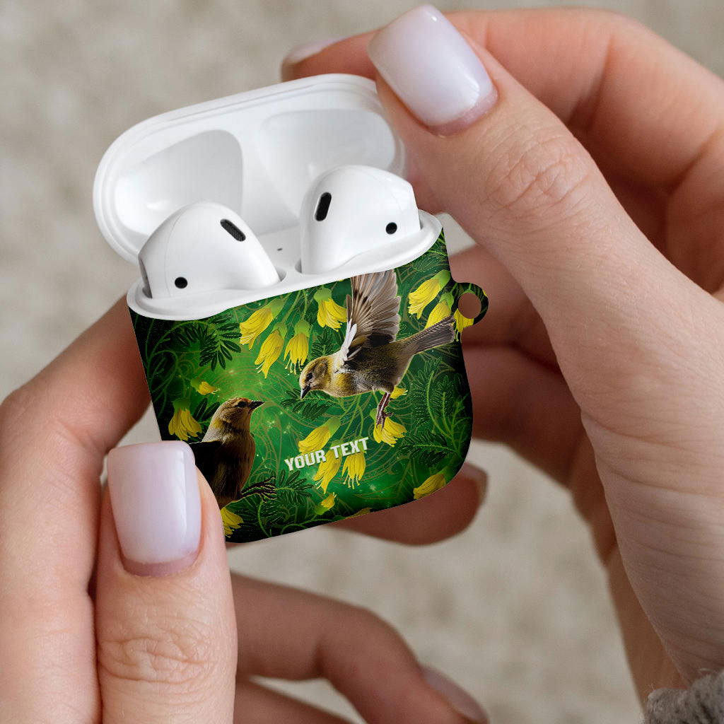 Bellbird New Zealand Personalised AirPods Case Kowhai Flower Maori Pattern
