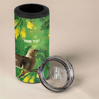 Bellbird New Zealand Personalised 4 in 1 Can Cooler Tumbler Kowhai Flower Maori Pattern LT22 - Polynesian Pride