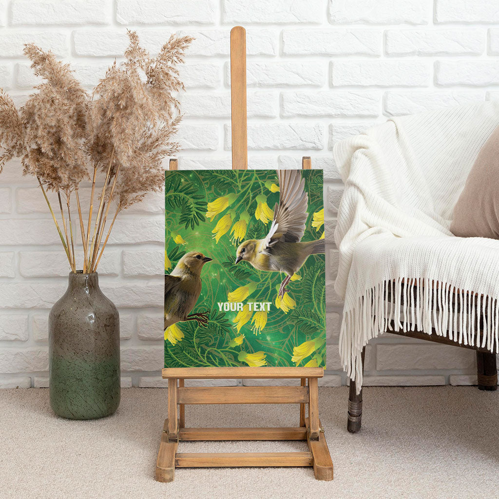 Bellbird New Zealand Personalised Canvas Wall Art Kowhai Flower Maori Pattern LT22 - Polynesian Pride