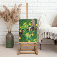 Bellbird New Zealand Personalised Canvas Wall Art Kowhai Flower Maori Pattern LT22 - Polynesian Pride