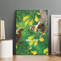 Bellbird New Zealand Personalised Canvas Wall Art Kowhai Flower Maori Pattern LT22 - Polynesian Pride