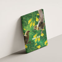 Bellbird New Zealand Personalised Canvas Wall Art Kowhai Flower Maori Pattern LT22 - Polynesian Pride