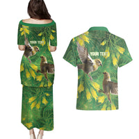 Bellbird New Zealand Personalised Couples Matching Puletasi and Hawaiian Shirt Kowhai Flower Maori Pattern LT22 - Polynesian Pride