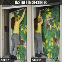 Bellbird New Zealand Personalised Door Cover Kowhai Flower Maori Pattern