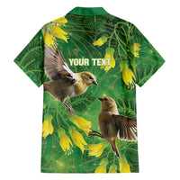 Bellbird New Zealand Personalised Family Matching Off The Shoulder Long Sleeve Dress and Hawaiian Shirt Kowhai Flower Maori Pattern LT22 - Polynesian Pride