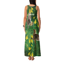 Bellbird New Zealand Personalised Family Matching Tank Maxi Dress and Hawaiian Shirt Kowhai Flower Maori Pattern LT22 - Polynesian Pride
