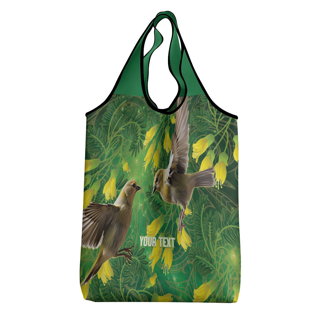 Bellbird New Zealand Personalised Grocery Bag Kowhai Flower Maori Pattern