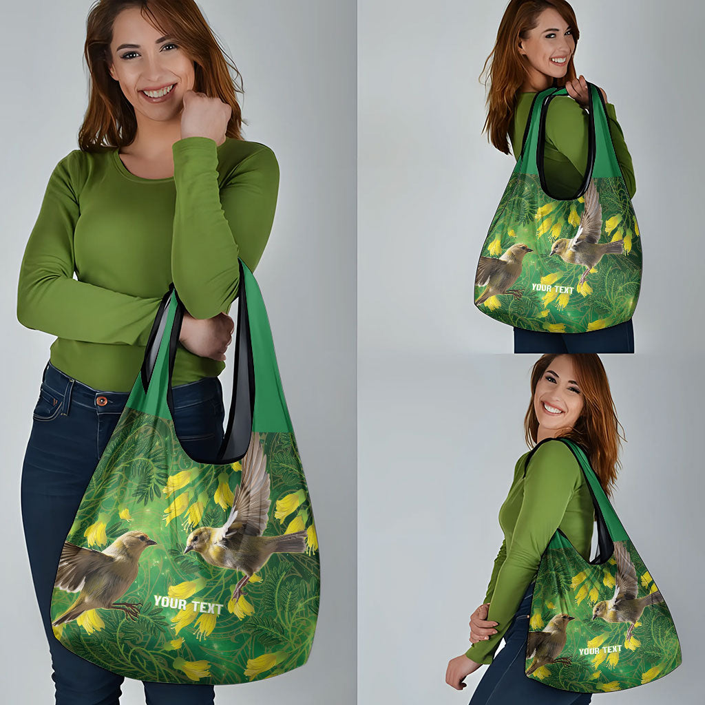 Bellbird New Zealand Personalised Grocery Bag Kowhai Flower Maori Pattern