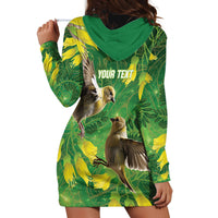 Bellbird New Zealand Personalised Hoodie Dress Kowhai Flower Maori Pattern LT22 - Polynesian Pride