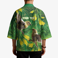Bellbird New Zealand Personalised Kimono Kowhai Flower Maori Pattern