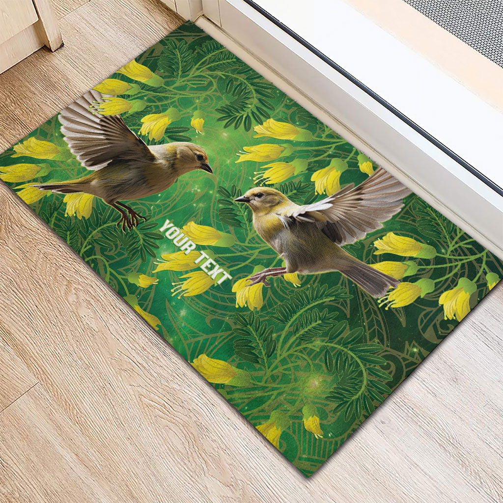 Bellbird New Zealand Personalised Rubber Doormat Kowhai Flower Maori Pattern