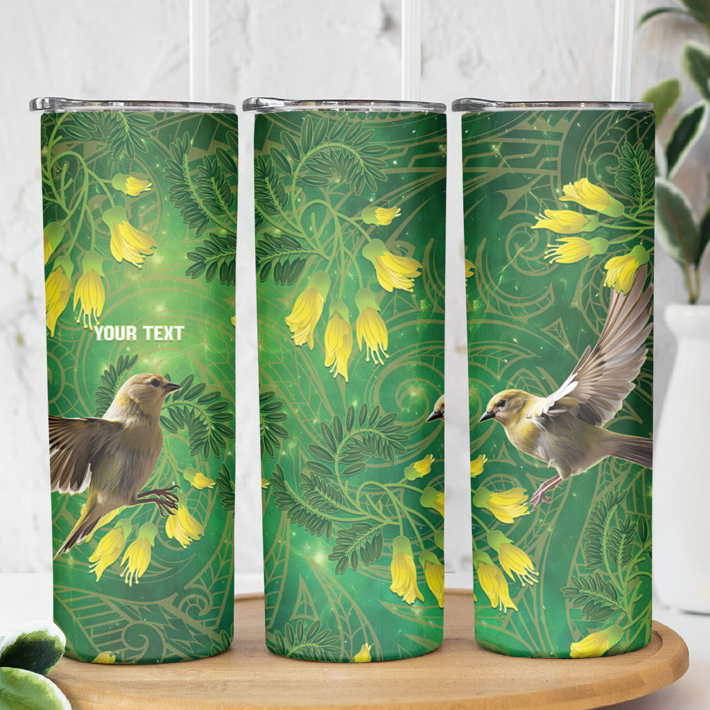 Bellbird New Zealand Personalised Skinny Tumbler Kowhai Flower Maori Pattern LT22 - Polynesian Pride