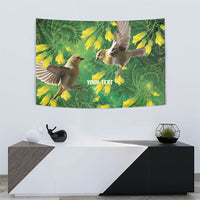 Bellbird New Zealand Personalised Tapestry Kowhai Flower Maori Pattern