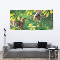 Bellbird New Zealand Personalised Tapestry Kowhai Flower Maori Pattern
