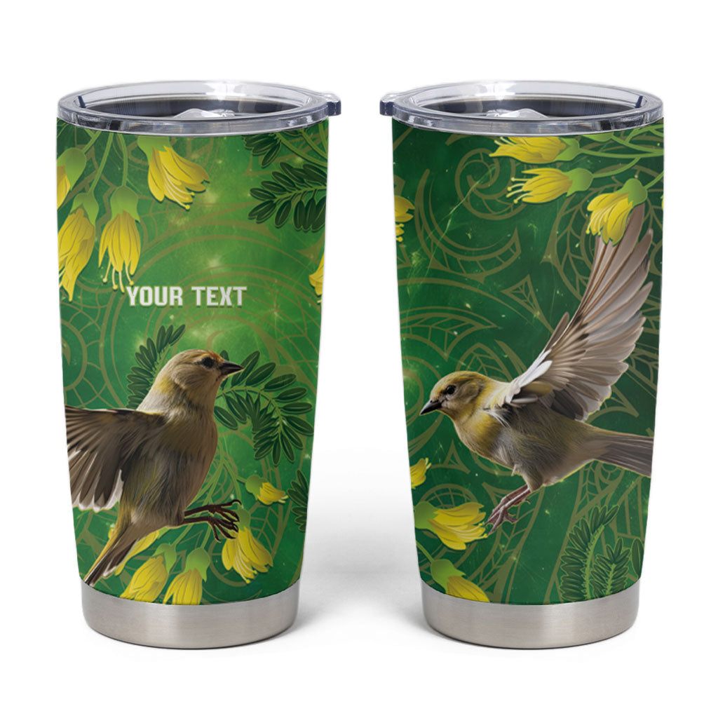 Bellbird New Zealand Personalised Tumbler Cup Kowhai Flower Maori Pattern