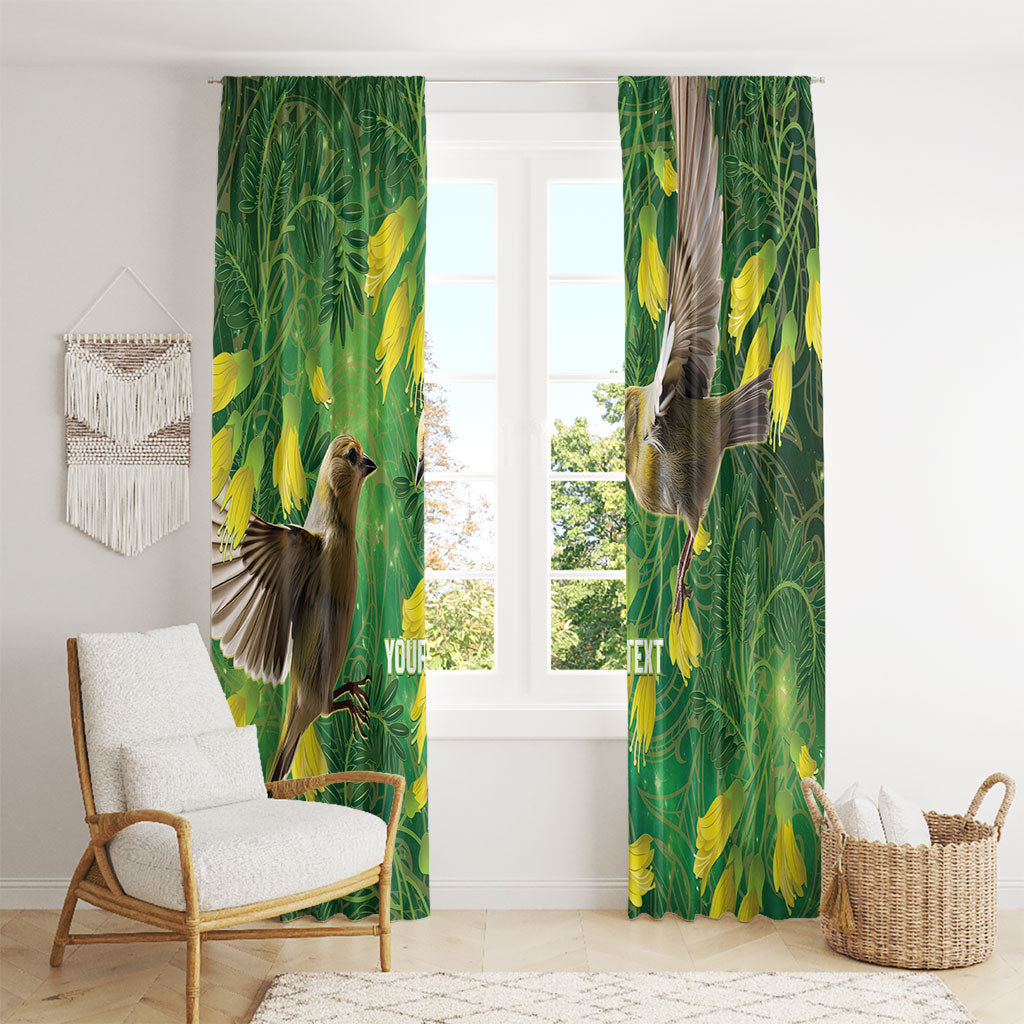 Bellbird New Zealand Personalised Window Curtain Kowhai Flower Maori Pattern