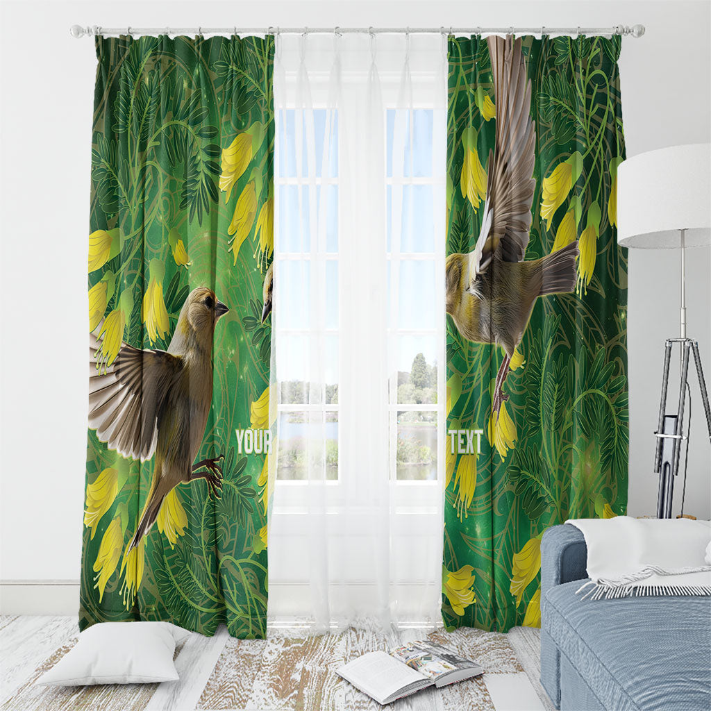 Bellbird New Zealand Personalised Window Curtain Kowhai Flower Maori Pattern