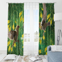 Bellbird New Zealand Personalised Window Curtain Kowhai Flower Maori Pattern
