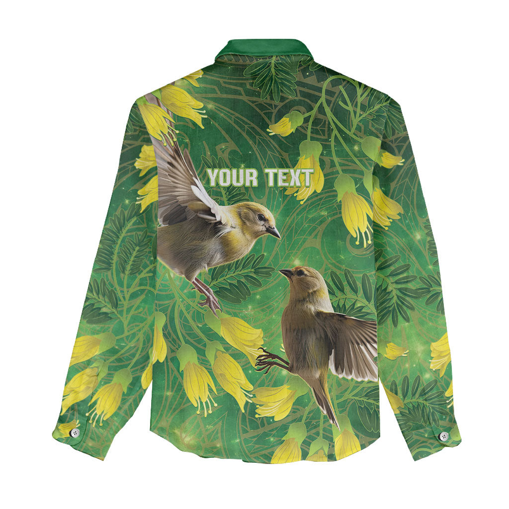 Bellbird New Zealand Personalised Women Casual Shirt Kowhai Flower Maori Pattern LT22 - Polynesian Pride