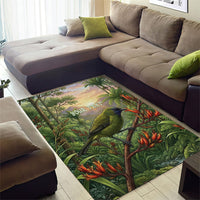 Bellbird New Zealand Personalised Area Rug Korimako Harakeke Flower Native Forest