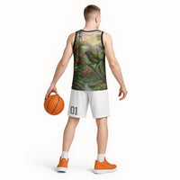 Bellbird New Zealand Personalised Basketball Jersey Korimako Harakeke Flower Native Forest