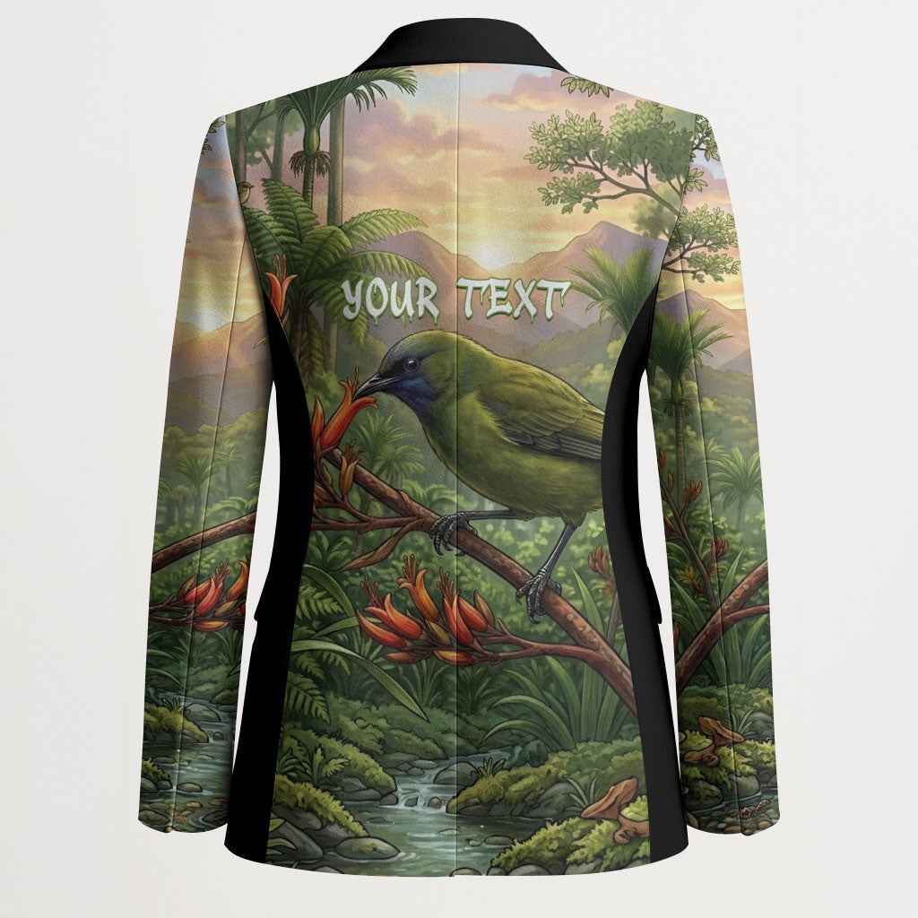 Bellbird New Zealand Personalised Blazer Korimako Harakeke Flower Native Forest