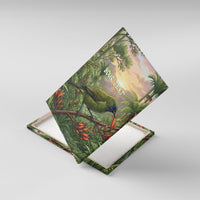 Bellbird New Zealand Personalised Canvas Wall Art Korimako Harakeke Flower Native Forest LT22 With Frame Green - Polynesian Pride