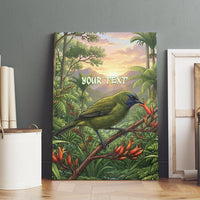 Bellbird New Zealand Personalised Canvas Wall Art Korimako Harakeke Flower Native Forest LT22 - Polynesian Pride