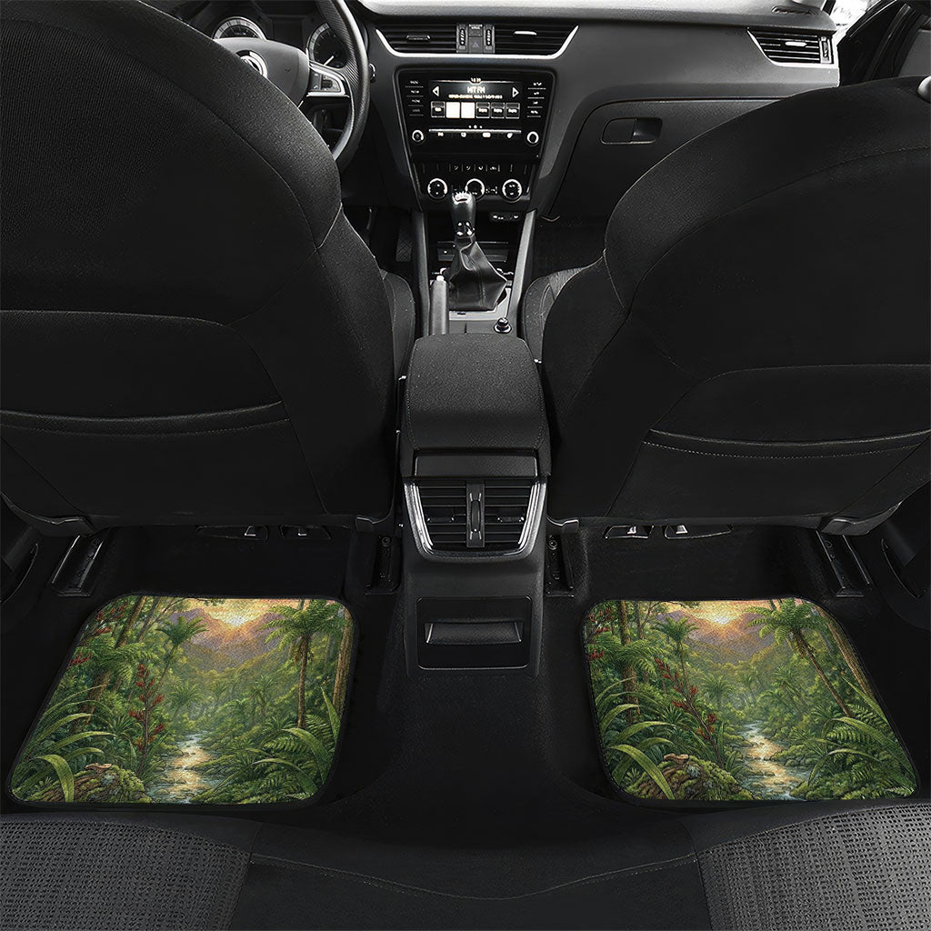 Bellbird New Zealand Personalised Car Mats Korimako Harakeke Flower Native Forest