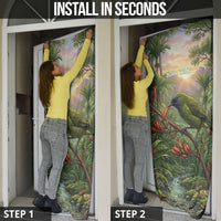 Bellbird New Zealand Personalised Door Cover Korimako Harakeke Flower Native Forest