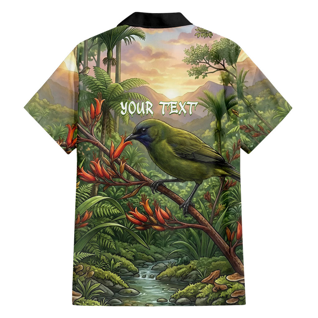 Bellbird New Zealand Personalised Family Matching Puletasi and Hawaiian Shirt Korimako Harakeke Flower Native Forest LT22 - Polynesian Pride