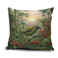 Bellbird New Zealand Personalised Pillow Cover Korimako Harakeke Flower Native Forest