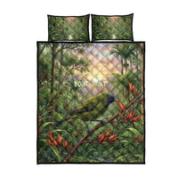 Bellbird New Zealand Personalised Quilt Bed Set Korimako Harakeke Flower Native Forest LT22 - Polynesian Pride