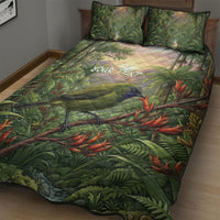 Bellbird New Zealand Personalised Quilt Bed Set Korimako Harakeke Flower Native Forest LT22 - Polynesian Pride