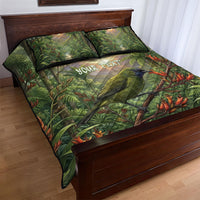 Bellbird New Zealand Personalised Quilt Bed Set Korimako Harakeke Flower Native Forest LT22 - Polynesian Pride