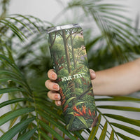 Bellbird New Zealand Personalised Skinny Tumbler Korimako Harakeke Flower Native Forest LT22 - Polynesian Pride