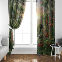 Bellbird New Zealand Personalised Window Curtain Korimako Harakeke Flower Native Forest LT22 - Polynesian Pride