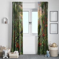 Bellbird New Zealand Personalised Window Curtain Korimako Harakeke Flower Native Forest LT22 - Polynesian Pride