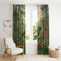 Bellbird New Zealand Personalised Window Curtain Korimako Harakeke Flower Native Forest LT22 - Polynesian Pride