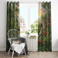 Bellbird New Zealand Personalised Window Curtain Korimako Harakeke Flower Native Forest LT22 - Polynesian Pride