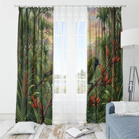 Bellbird New Zealand Personalised Window Curtain Korimako Harakeke Flower Native Forest LT22 - Polynesian Pride